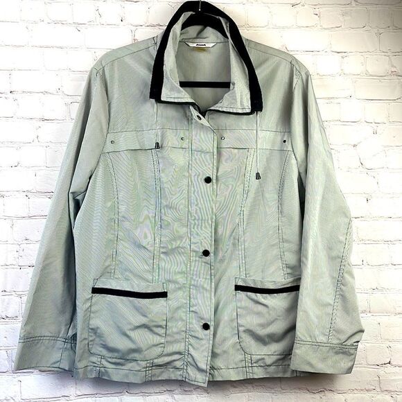 Alia. Black and white pin striped lightweight jacket/windbreaker.  Women's 18 - Picture 1 of 10